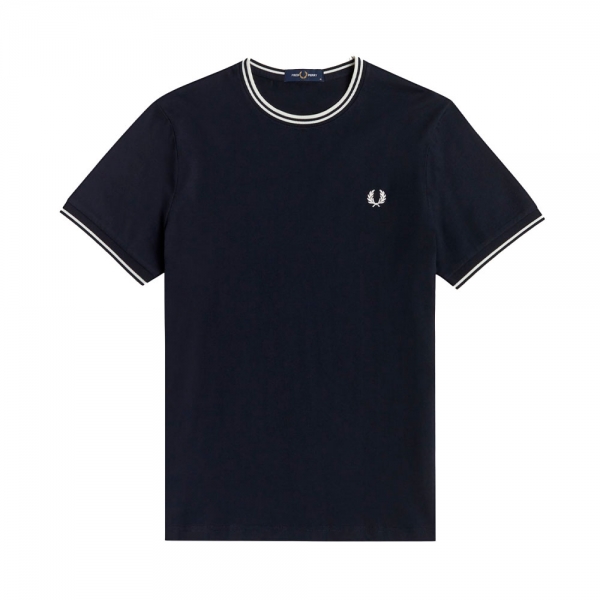 Fred Perry  T-shirts Bleu marine - T-shirt avec bordure à deux rayures - L - Ref.