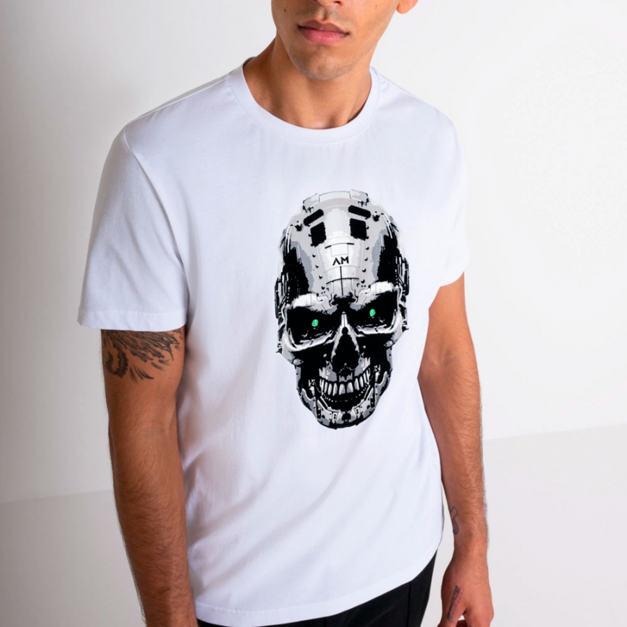 t-shirt-slim-fit-con-stampa-cyber-skull t-shirt-slim-fit-con-stampa-cyber-skull