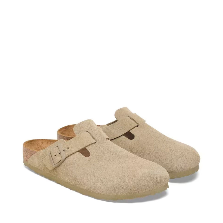 zoccolo-boston-scamosciato-color-kaki-sbiadito-da-donna-birkenstock zoccolo-boston-scamosciato-color-kaki-sbiadito-da-donna-birkenstock