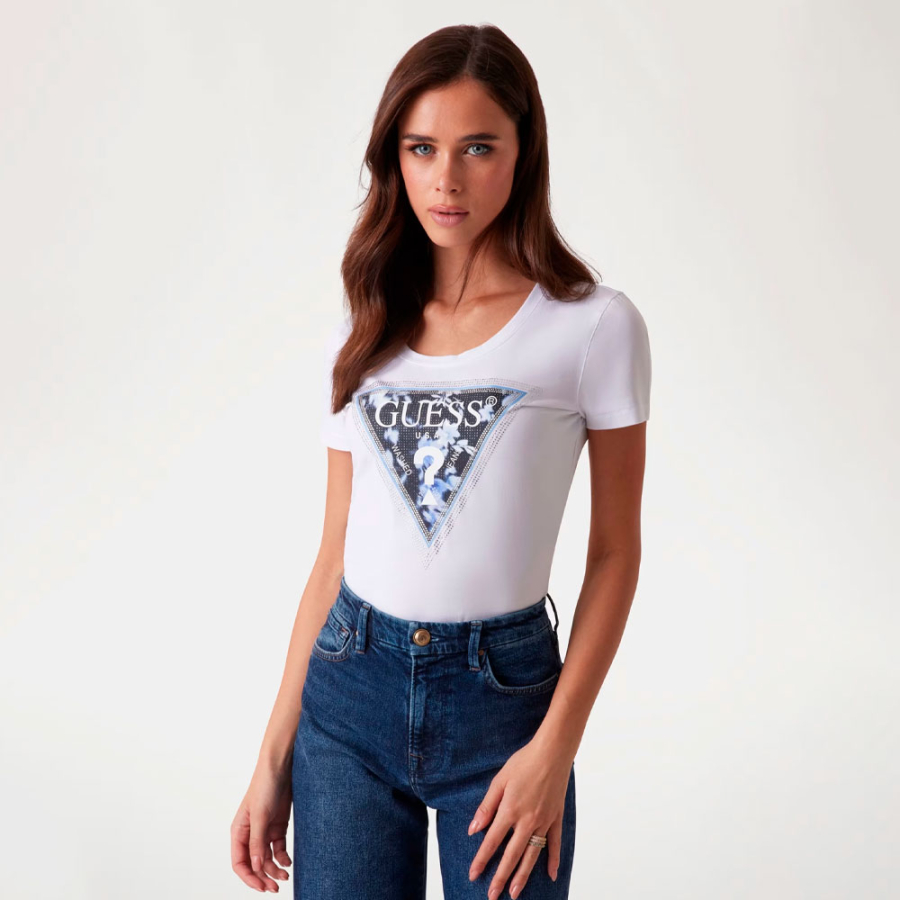 t-shirt-a-logo-triangulaire-floral