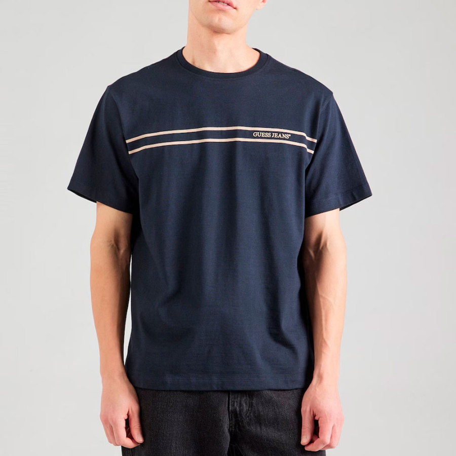 t-shirt-con-banda-e-nome-del-marchio t-shirt-con-banda-e-nome-del-marchio
