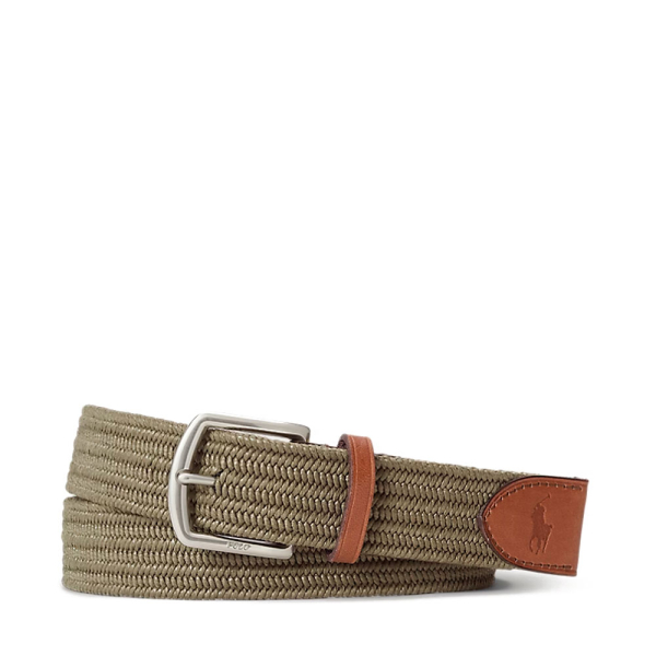 Ralph Lauren CEINTURE TRESSE AVEC BORDURE EN CUIR - S Vert- Ref 74 €