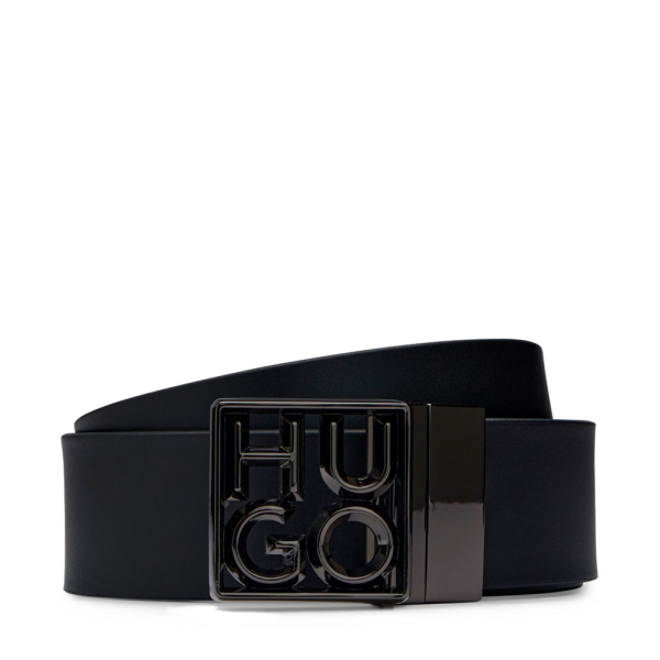 Hugo Boss Ceinture rversible en cuir italien avec boucle logo superpos - U Noir- Ref 63 €