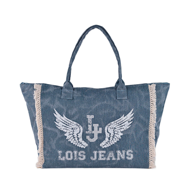 Lois Sac de plage avec détails à franges et ailes d'ange - U Bleu marine- Ref.