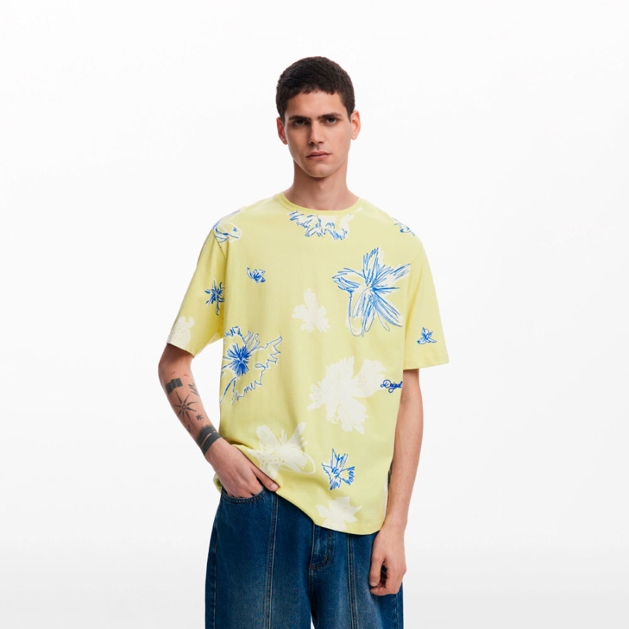 Camiseta manga corta hojas