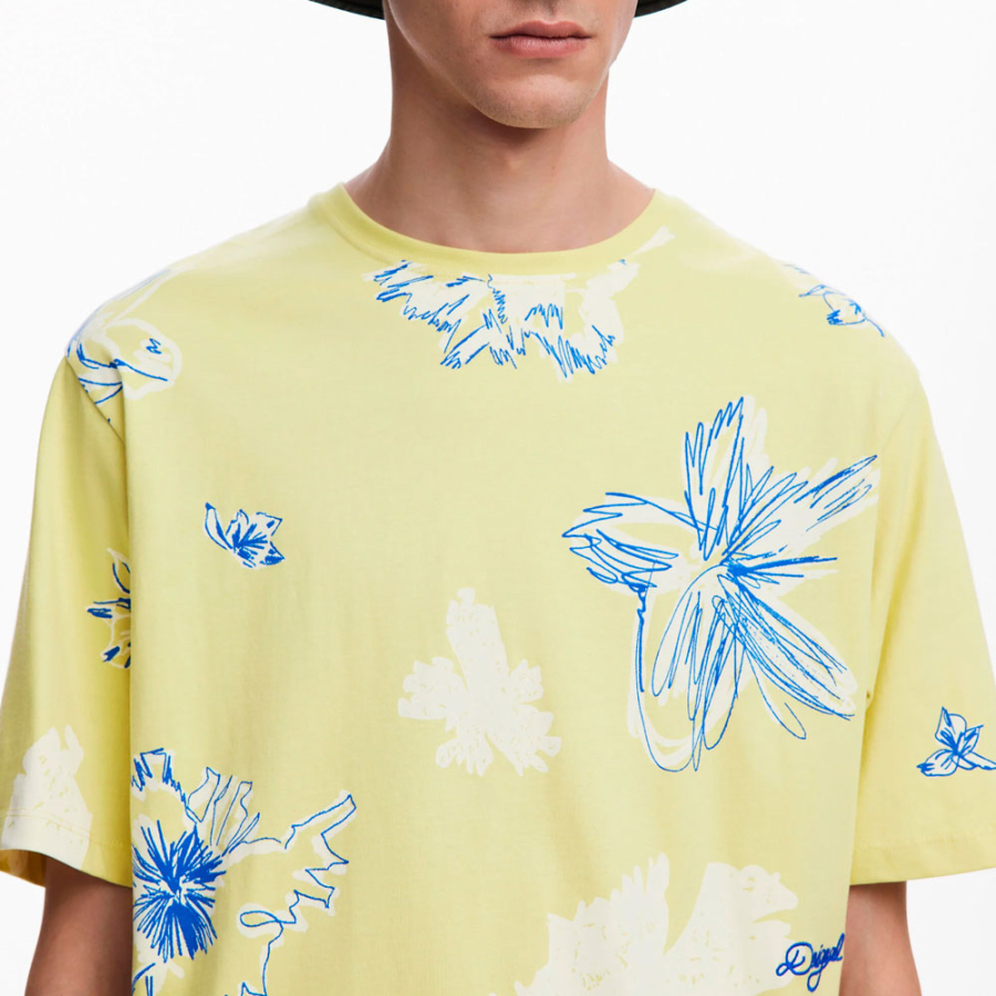Camiseta manga corta hojas