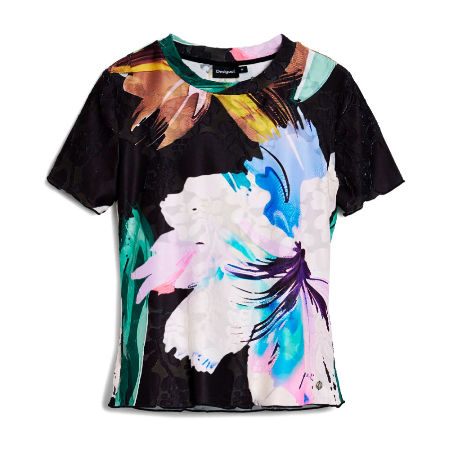 t-shirt-a-fleurs-texturees t-shirt-a-fleurs-texturees