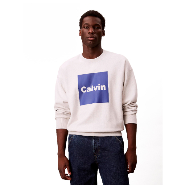Calvin Klein Vestes en maille et pulls Blanc - Sweat-shirt polaire ample de haute qualit avec logo graphique - L - Ref 72 €