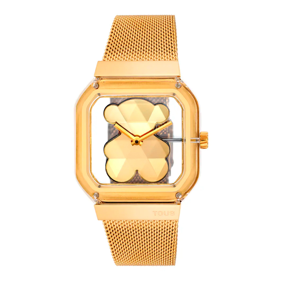 d-bear-party-analog-watch-with-gold-steel-bracelet