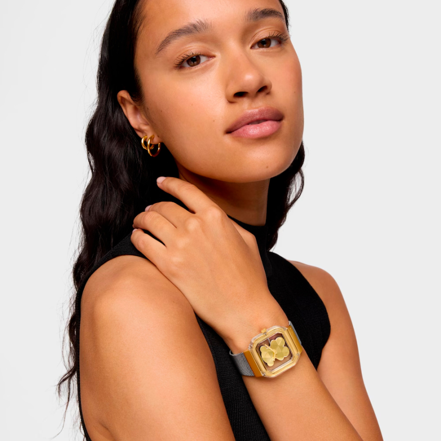 orologio-analogico-d-bear-party-con-bracciale-in-acciaio-dorato