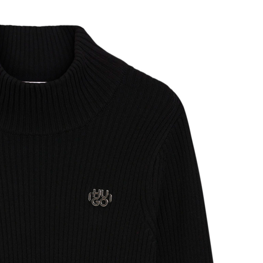 kinder-stretch-strickkleid-mit-gestapeltem-logo kinder-stretch-strickkleid-mit-gestapeltem-logo