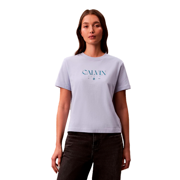 Calvin Klein T-shirts hauts et polos Mauve - T-shirt slim avec logo graphique - S - Ref 35 €