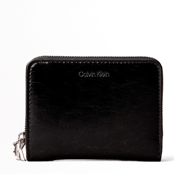 Calvin Klein Portefeuille zipp avec monogramme en mtal - U Noir- Ref 49$