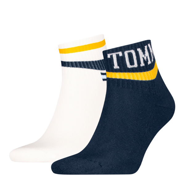 Tommy Hilfiger Calcetines Blanc Bleu marine - LOT DE 2 CHAUSSETTES DE SPORT QUART 701236467002802 - 3538 - Ref 11 €