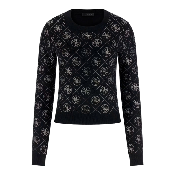 Guess Vestes en maille et pulls Noir - jersey strass 4G - L - Ref 84 €