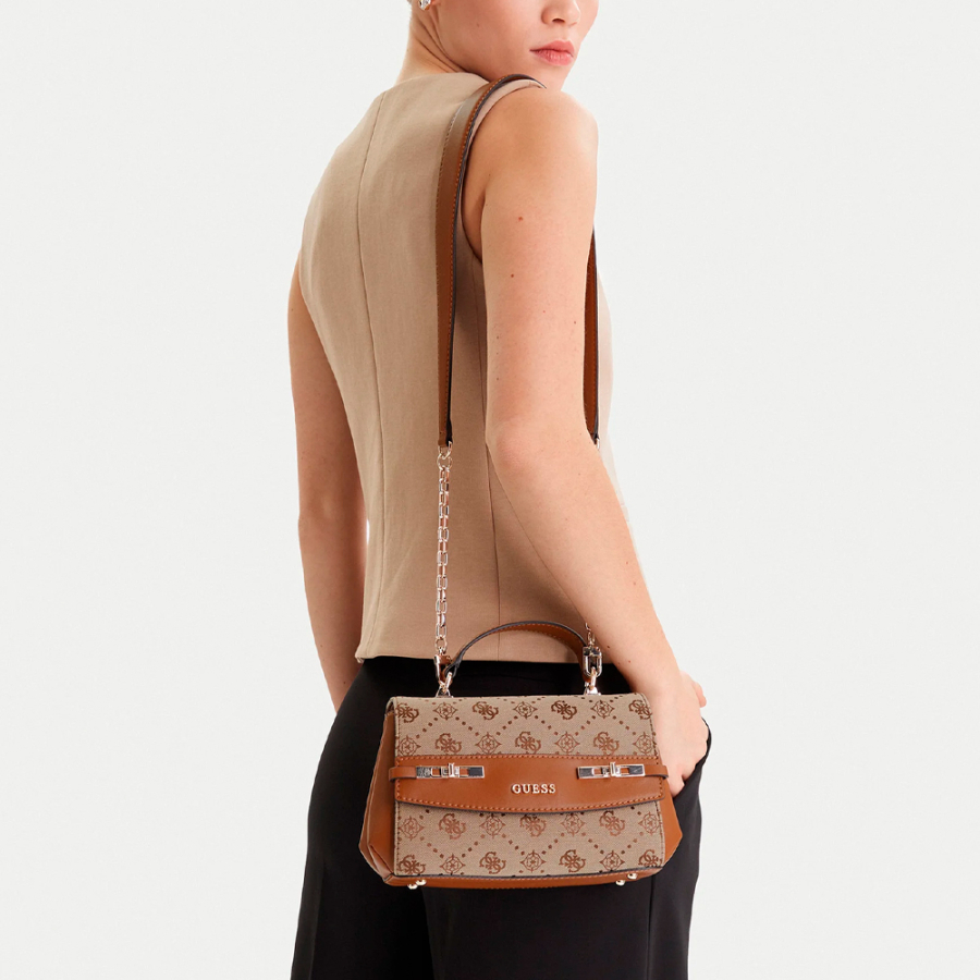 melinda-logo-top-handle-flap-bag