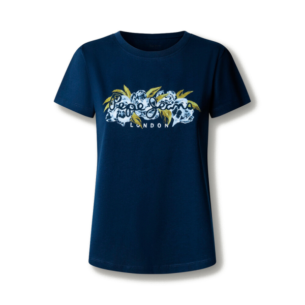 Pepe Jeans T-shirts hauts et polos Bleu marine - T-shirt logo floral imprim - L - Ref 22 €
