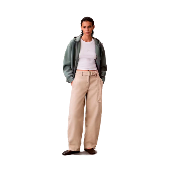 Calvin Klein Pantalons Brun - Pantalon ample en coton avec ceinture - 8 - Ref 84 €