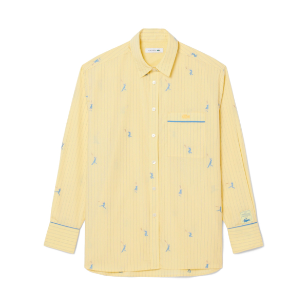 Lacoste Chemisiers et blouses Jaune - Chemise oversize motifs jacquard - M - Ref 112 €