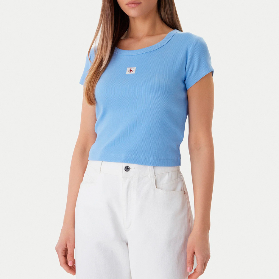 schmal-geschnittenes-geripptes-baumwoll-t-shirt-mit-logo