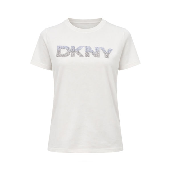 Dkny T-shirts hauts et polos Blanc - T-shirt coupe dcontracte avec logo strass ombr - S - Ref 37 €