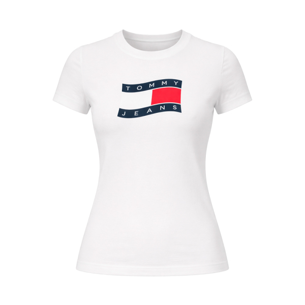 Tommy Hilfiger T-shirts hauts et polos Blanc - T-shirt en maille fine avec logo ondul - XS - Ref 24 €
