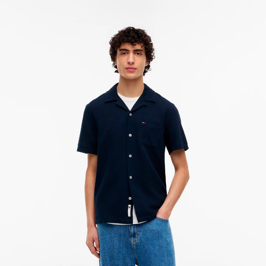 kurzarmeliges-hemd-aus-leinenmischgewebe