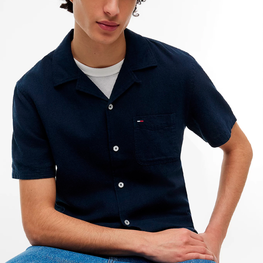 camisa-de-manga-corta-en-mezcla-de-lino