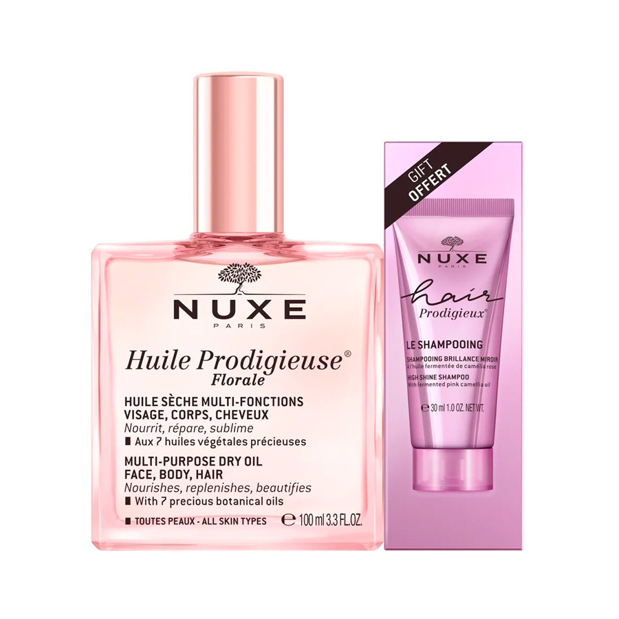 Aceite seco Huile Prodigieuse Florale + Mini Champú Brillo Sublime, Hair Prodigieux