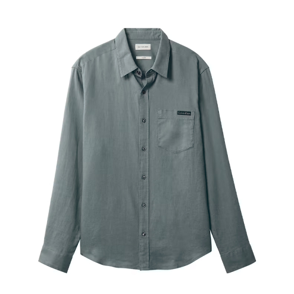 Calvin Klein T-shirts Gris - CHEMISE CLASSIQUE DCONTRACTE EN LIN UNI - M - Ref 70 €