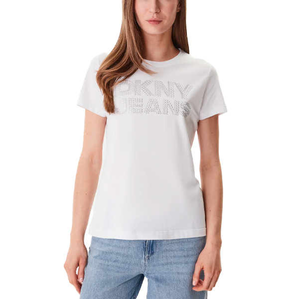 Dkny T-shirts hauts et polos Blanc - T-shirt illets avec logo DOMESTUD JEANS - M - Ref 37 €