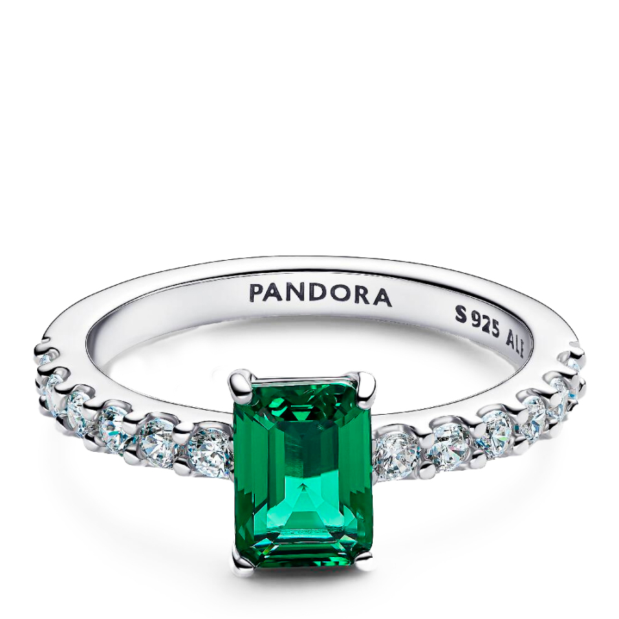 bague-halo-rectangulaire-vert-vif-194506c01 bague-halo-rectangulaire-vert-vif-194506c01