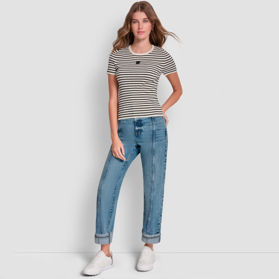 t-shirt-raye-a-col-rond