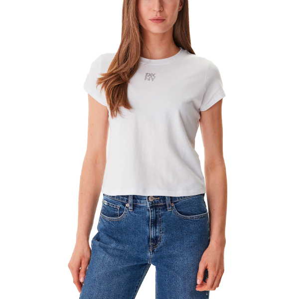 Dkny T-shirts hauts et polos Blanc - T-SHIRT BB AVEC LOGO STRASS - XS - Ref 29 €