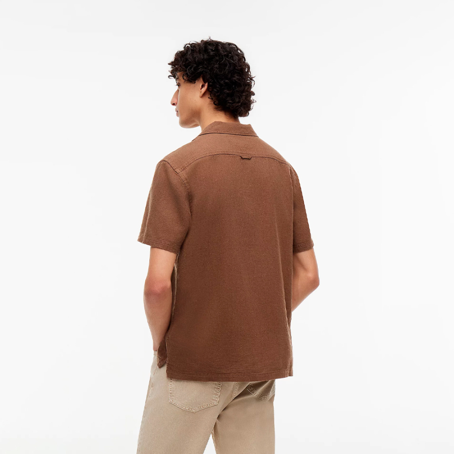 camisa-regular-de-manga-corta-en-mezcla-de-lino