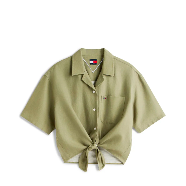 Tommy Hilfiger Chemisiers et blouses Vert - Chemise ample en mlange de lin - L - Ref 56 €