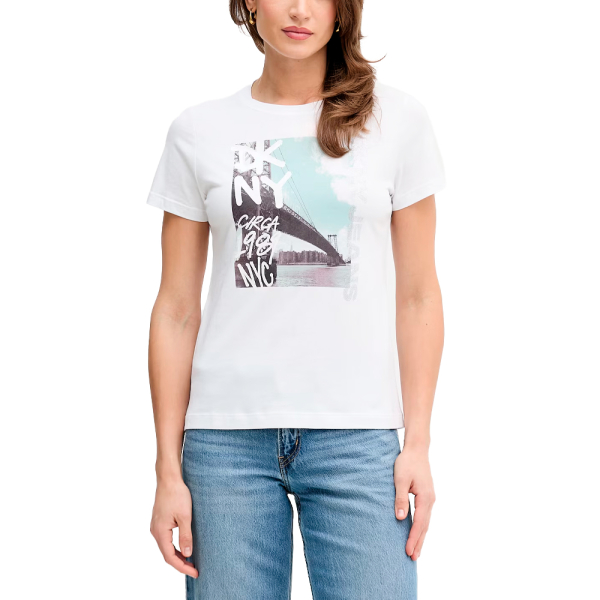 Dkny T-shirts hauts et polos Blanc - T-SHIRT PHOTO GRAFFITY WILLIAMSBURG - XS - Ref 37 €