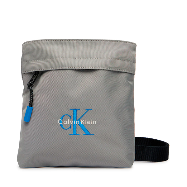 Calvin Klein Sac bandoulire plat en nylon avec logo monogramme - U Gris- Ref 49 €