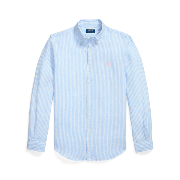 Ralph Lauren T-shirts Blanc Bleu - Chemise en lin raye sur mesure - M - Ref 127 €
