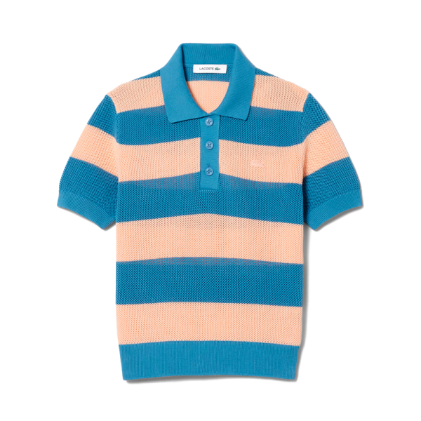 Lacoste T-shirts hauts et polos Bleu - pull col roul en maille raye - 38 - Ref 112 €