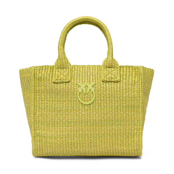 Pinko Mini sac cabas de plage en raphia - U Vert- Ref 155 €