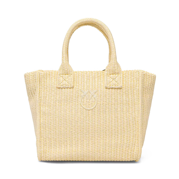 Pinko Mini sac cabas de plage en raphia - U Jaune- Ref 155 €