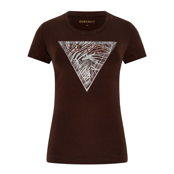 Guess Accueil Brun - T-shirt avec logo triangulaire - S - Ref 32 €