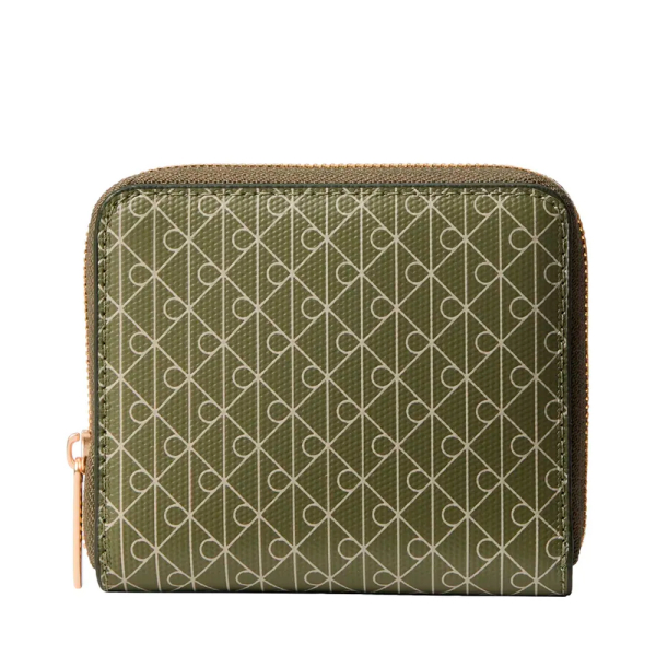 Calvin Klein Portefeuille carr avec fermeture clair sur tout le pourtour protection RFID et logo - U Vert- Ref 49 €