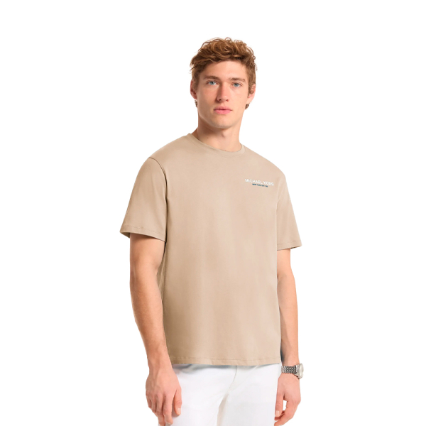Michael Kors T-shirts Beige - T-shirt en maille de coton uni avec logo graphique - M - Ref 51 €