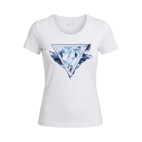 Guess T-shirts hauts et polos Blanc - T-shirt motif triangle de plumes - XS - Ref 32 €