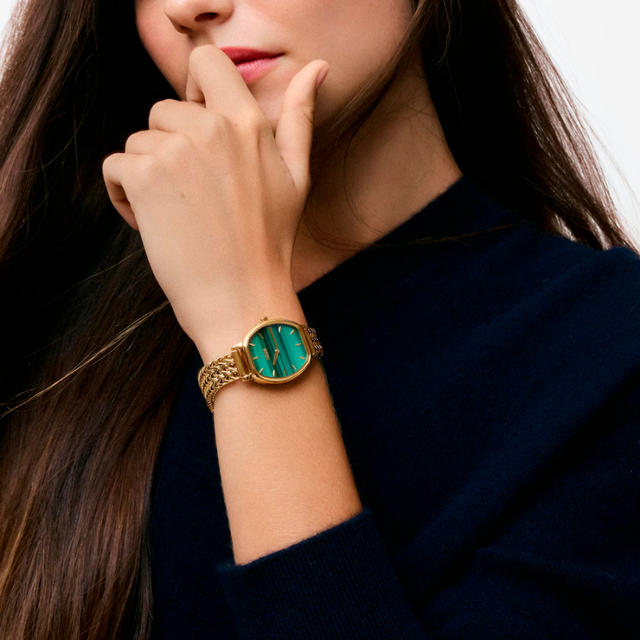 reloj-analogico-con-brazalete-de-acero-dorado-y-malaquita-osier