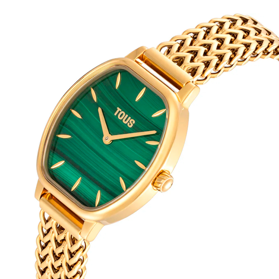 reloj-analogico-con-brazalete-de-acero-dorado-y-malaquita-osier