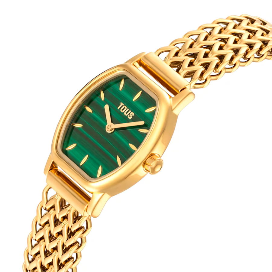 reloj-analogico-con-brazalete-de-acero-dorado-y-malaquita-osier-mini